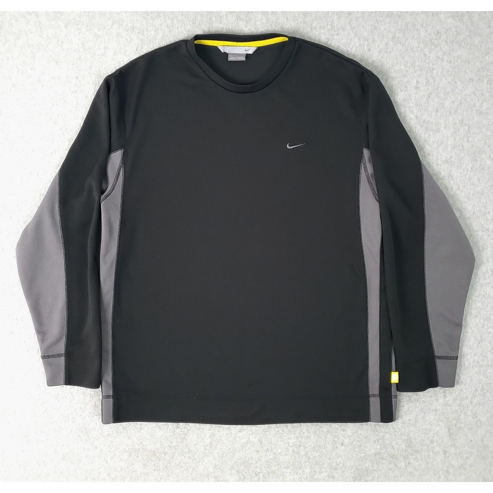Vintage Nike Shirt Mens Large Black/Gray Long Sleeve Mesh Athletic Base Layer